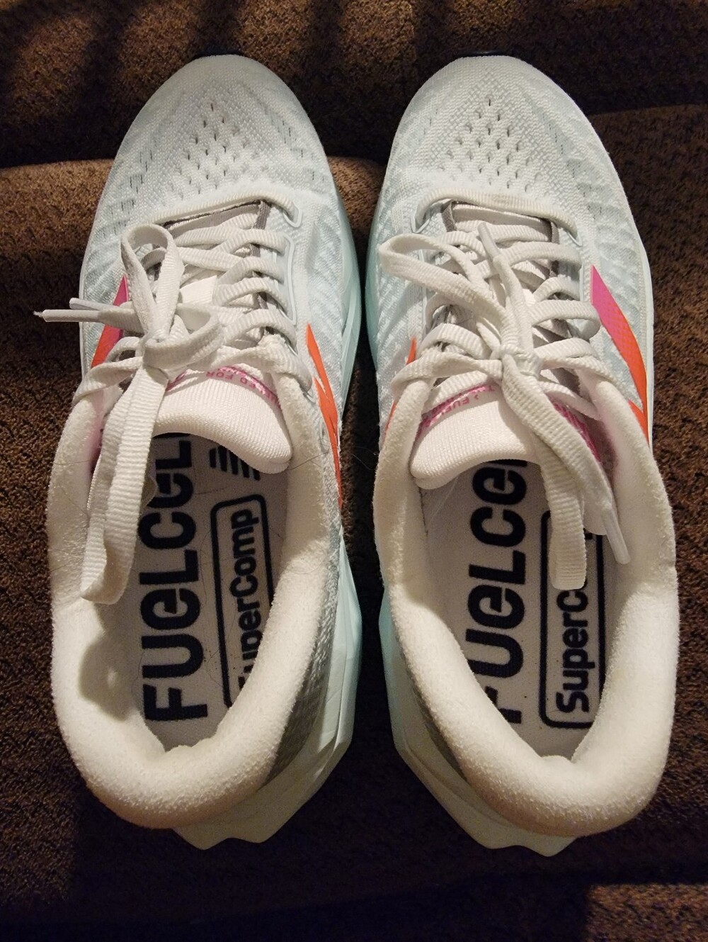 New Balance SC TRAINER Women's Light Blue Running Shoes - Pink-Orange Logo - Picture 9 of 16
